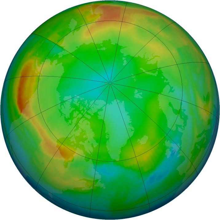 Arctic ozone map for 11 January 2000